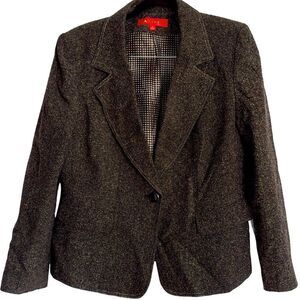 A /Line Brown Gray Textured One Button Blazer Size 12